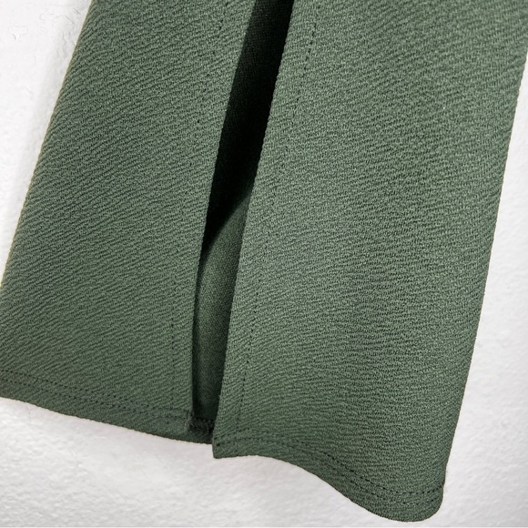 SMALL GREEN ENVELOPE OLIVE GREEN BLOUSE SLIT SLEEVE STRETCH - Picture 7 of 11